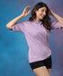 Oversized Basic Neck Light Purple Tshirt